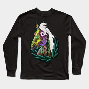 Day of the Dead Flaxen Chestnut Sugar Skull Horse Long Sleeve T-Shirt